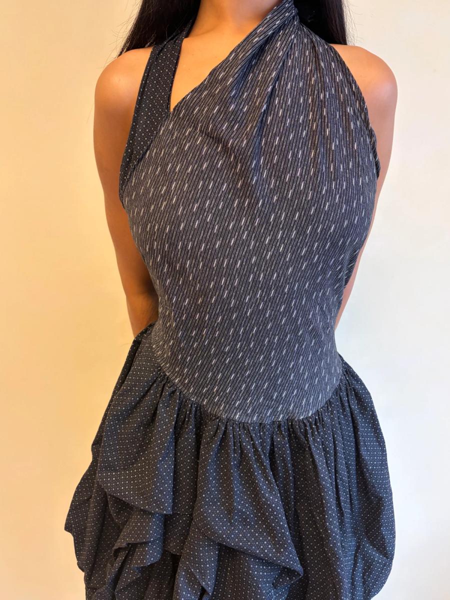 80s Popy Moreni Asymmetrical Ruched Dress product image