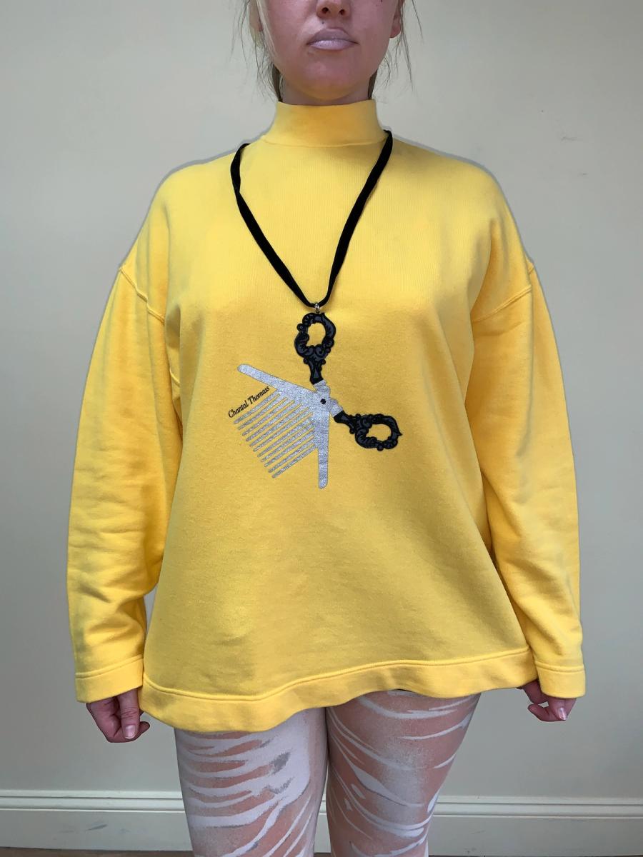 1980s Chantal Thomass Tromp L'oeil Flocked Scissor Top product image