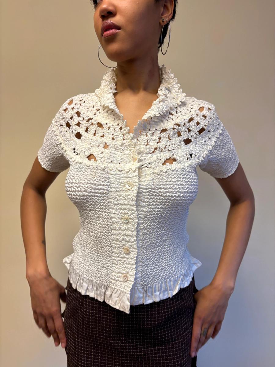 Yoshiki Hishinuma White Cutout Blouse