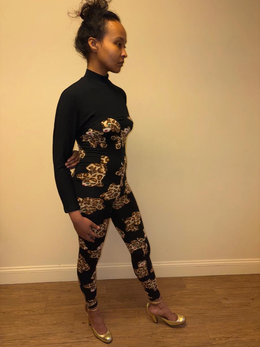 80s Yvan & Marzia Stuffed Leopard Print Bodysuit product image