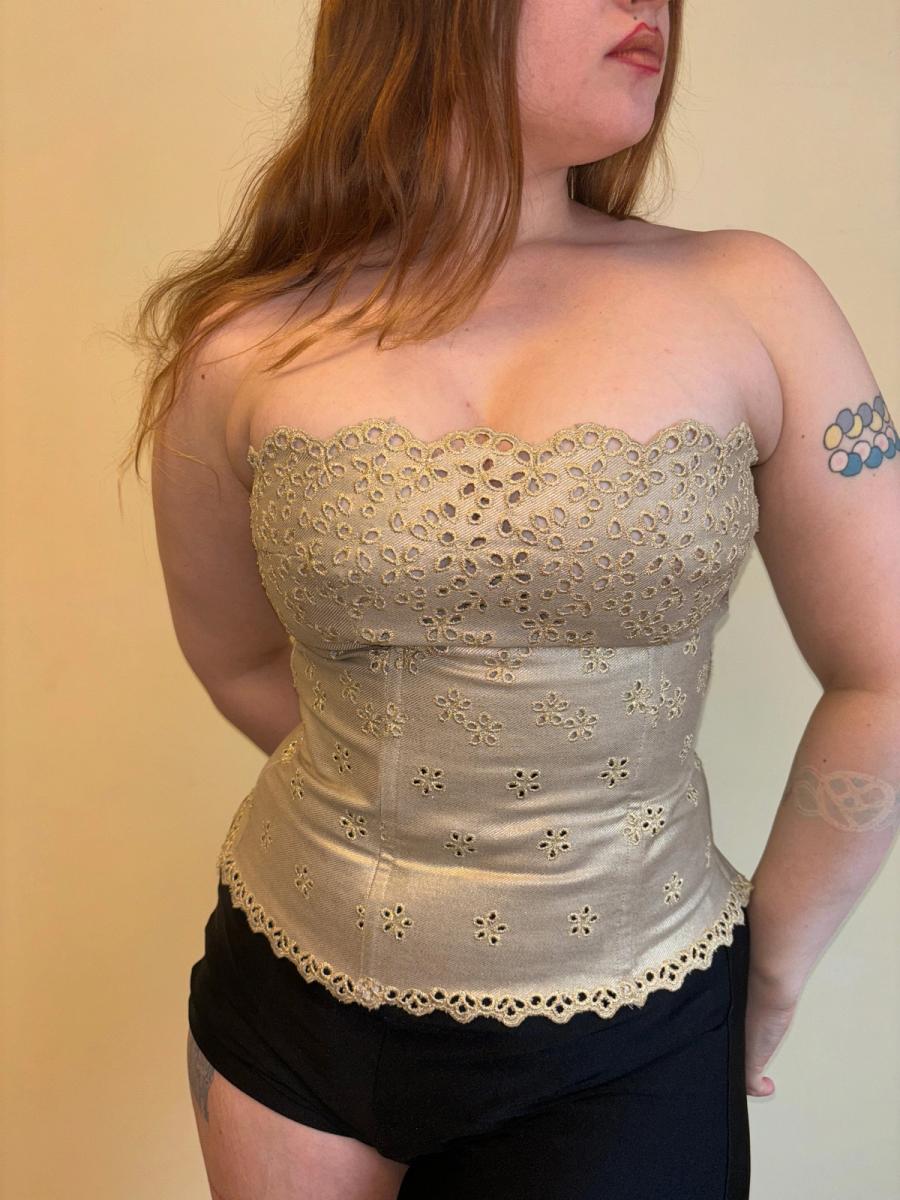 Vintage Lolita Lempicka Gold Eyelet Bustier product image