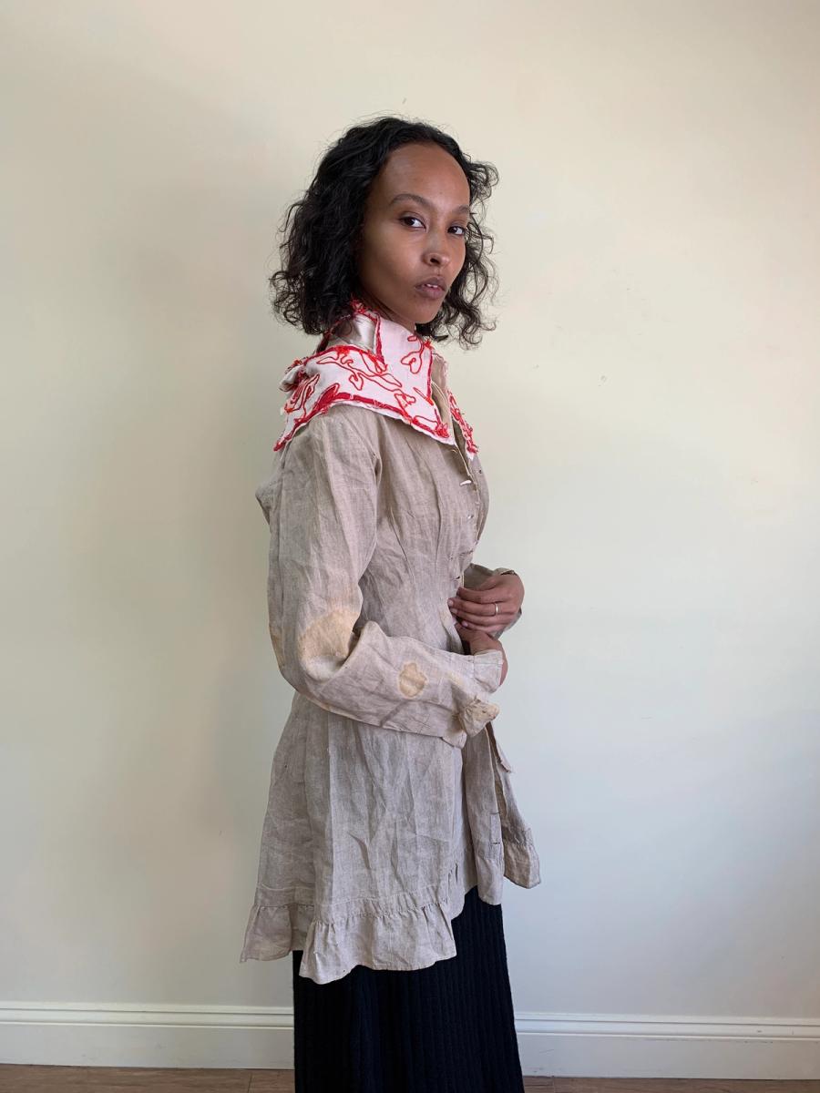 1880s Linen Jacket with Repairs product image