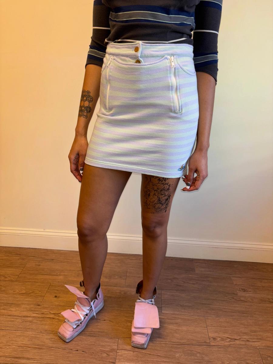 90s Vivienne Westwood Striped Flap Front Skirt product image