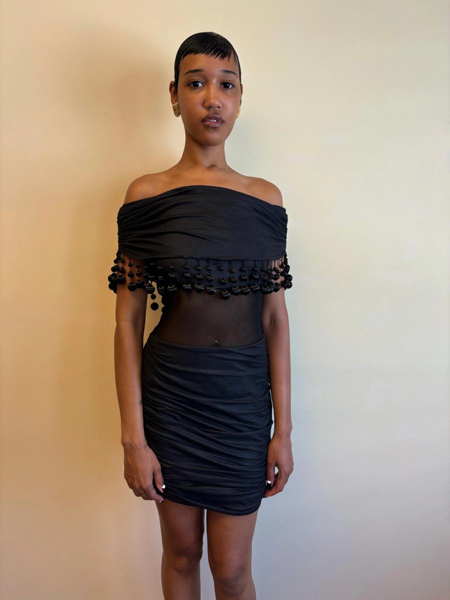 80s Victorio & Lucchino Black Bauble Cutout Dress product image