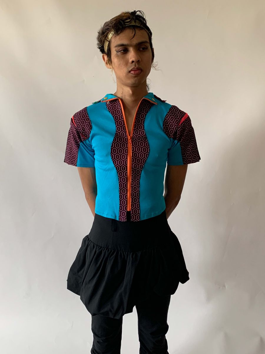 Takuya Angel Teal Patchwork Top product image