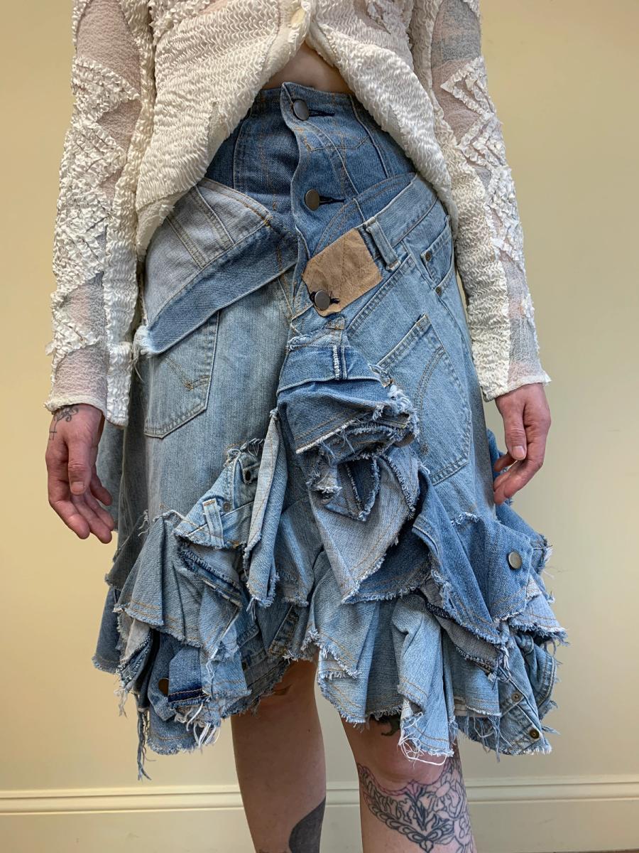 Nozomi Ishiguro Patchwork Denim Ruffle Skirt product image