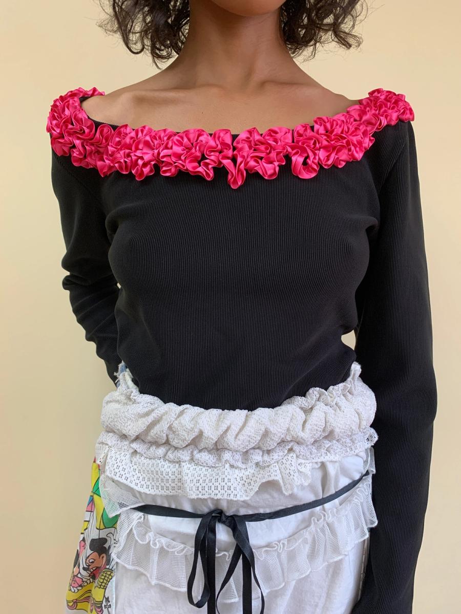 80s Chantal Thomass Pink Ruffle Top product image