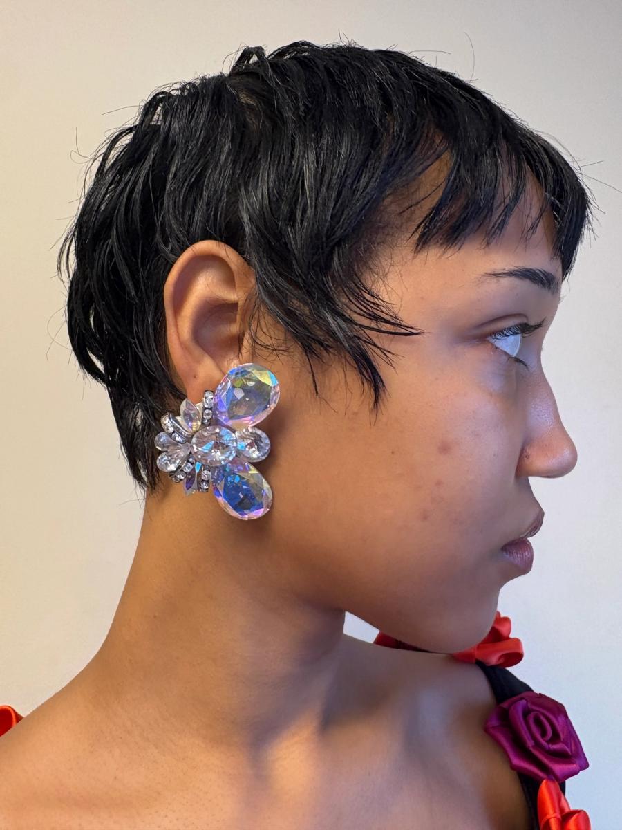 80s Wendy Gell Crystal Butterfly Earrings  product image