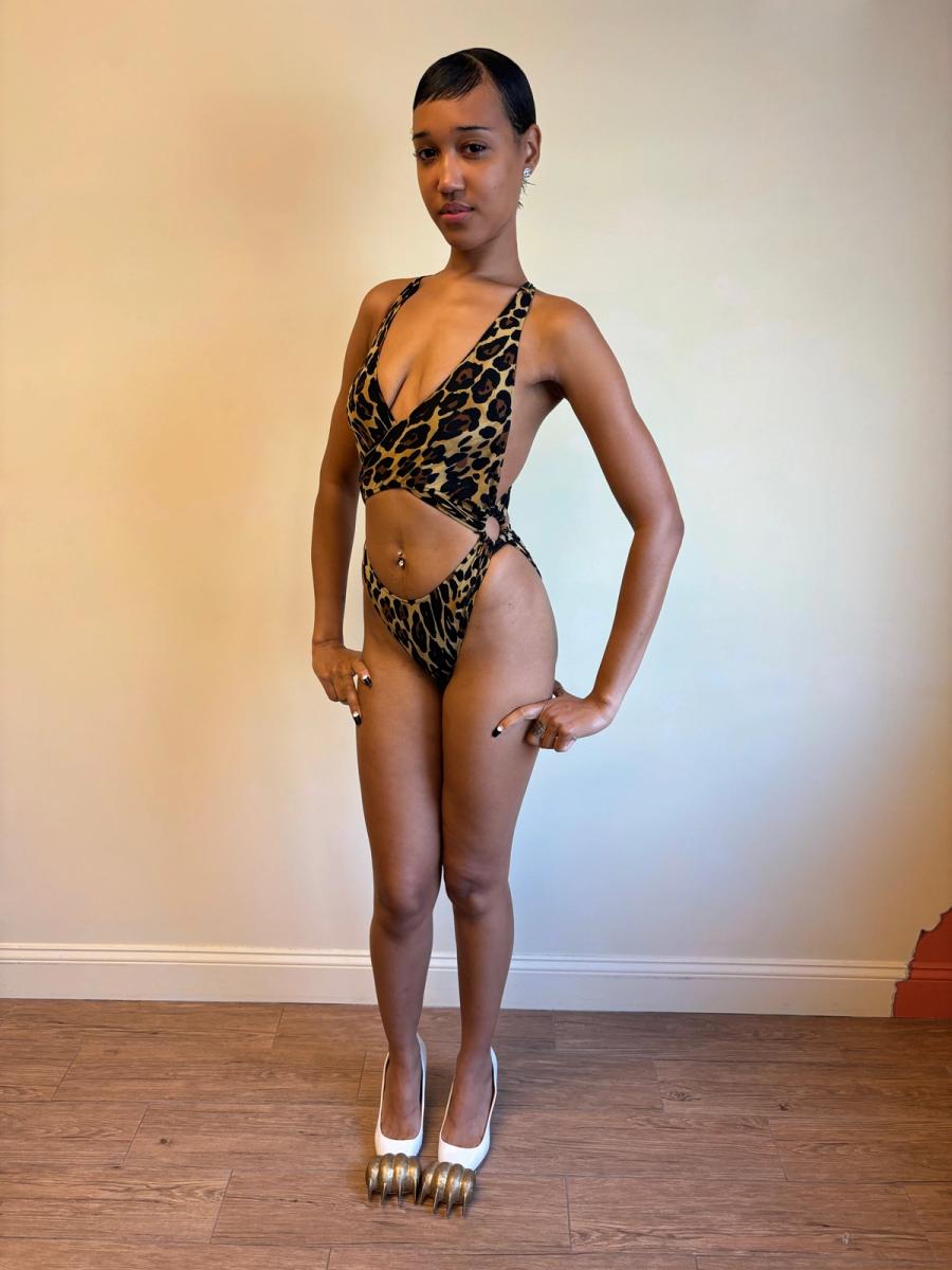 80s Yvan & Marzia Cutout Leopard Swimsuit product image