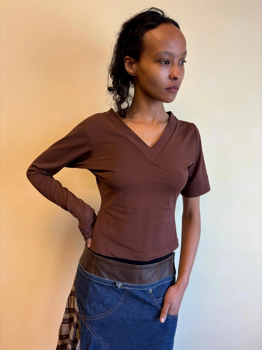 90s 20471120 Asymmetrical Brown Shirt product image