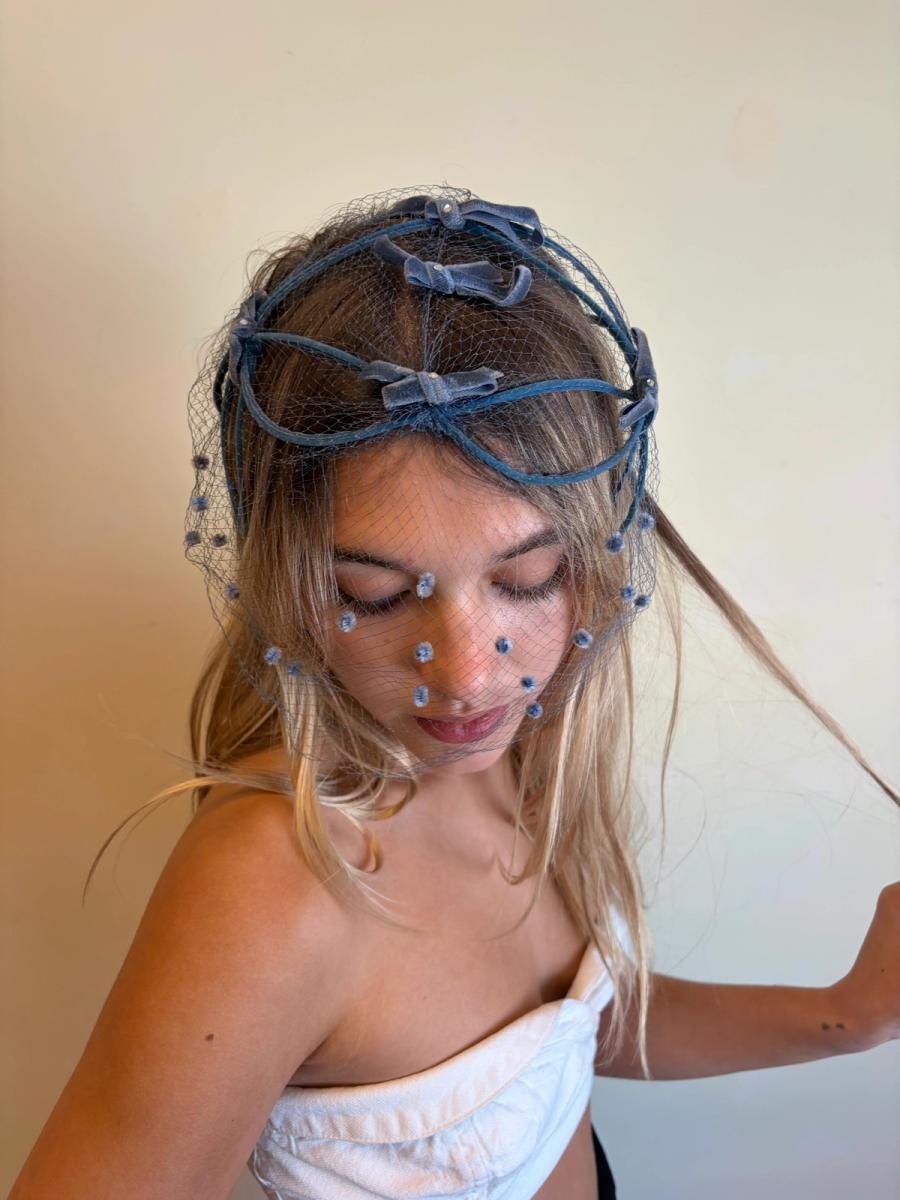 1950s Velvet Dot Net Headpiece product image