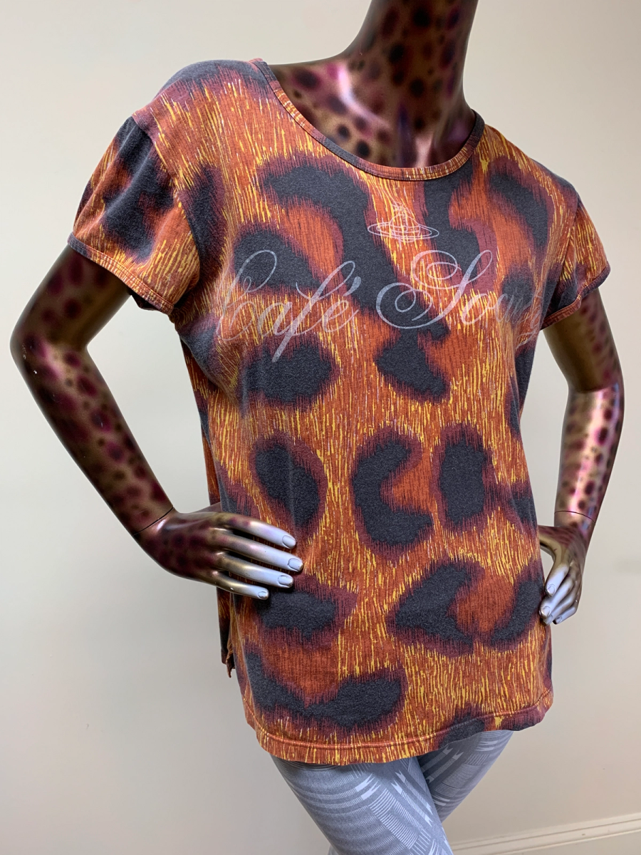90s Vivienne Westwood 'Cafe Society' Cheetah Print T-shirt product image