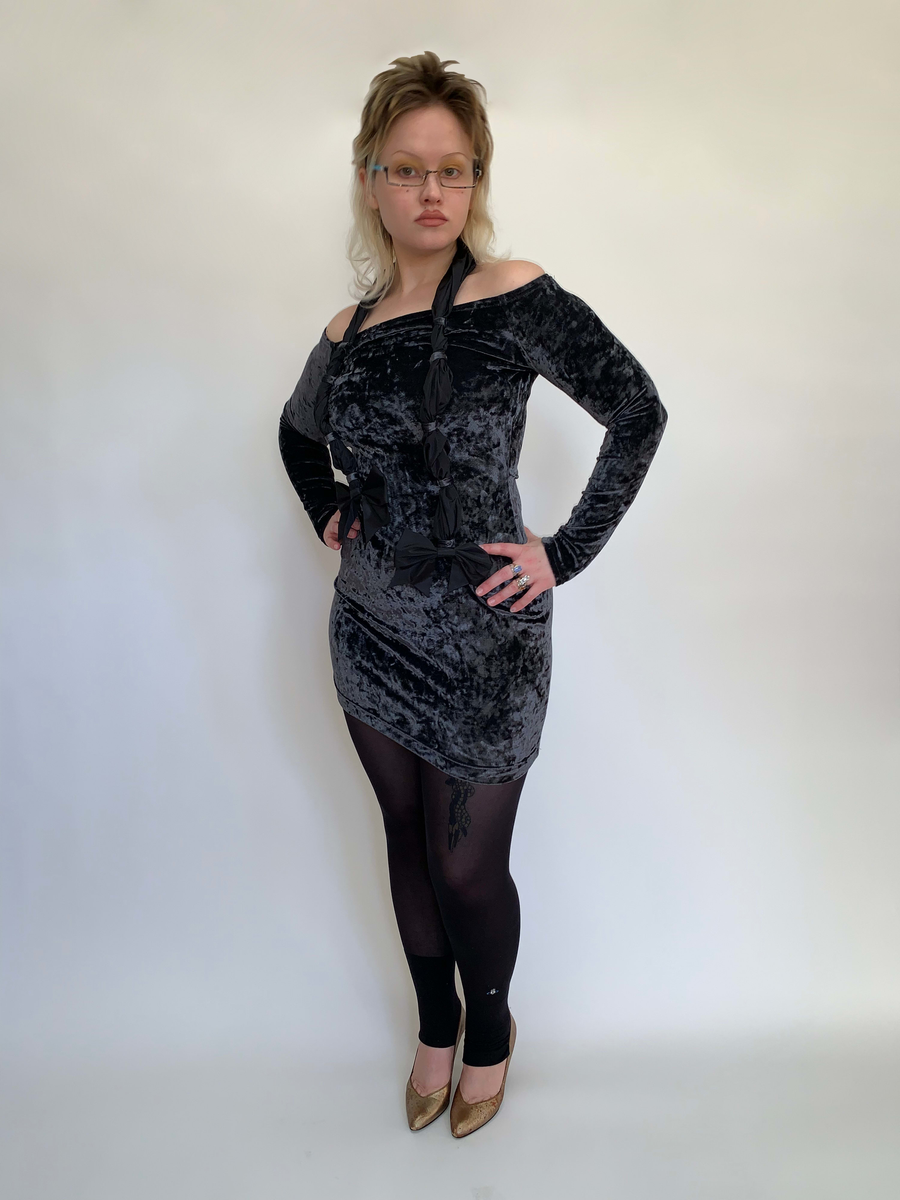 Chantal Thomass Crushed Velvet Bow Halter product image