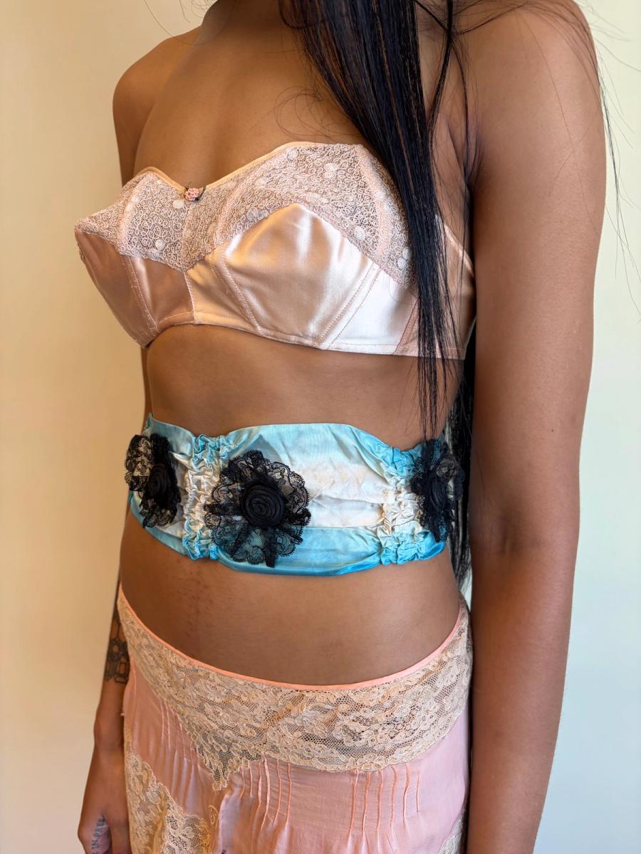 1890s Moiré Turquoise Sash product image