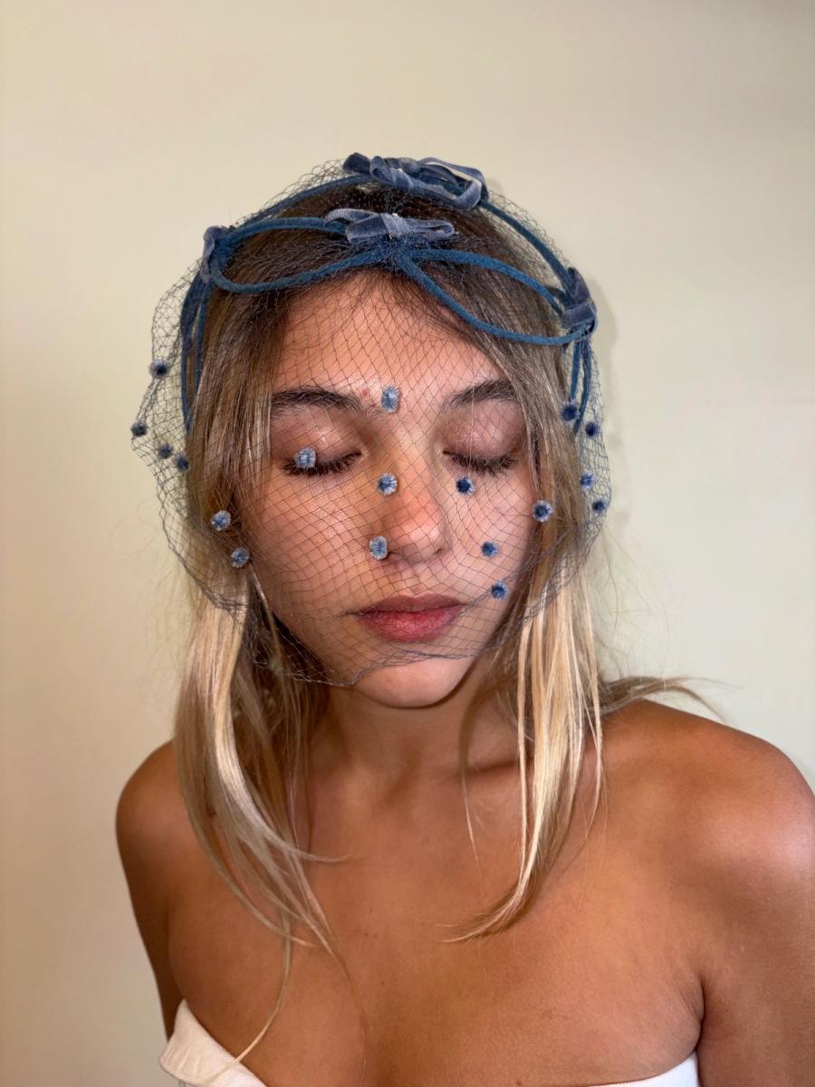 1950s Velvet Dot Net Headpiece product image