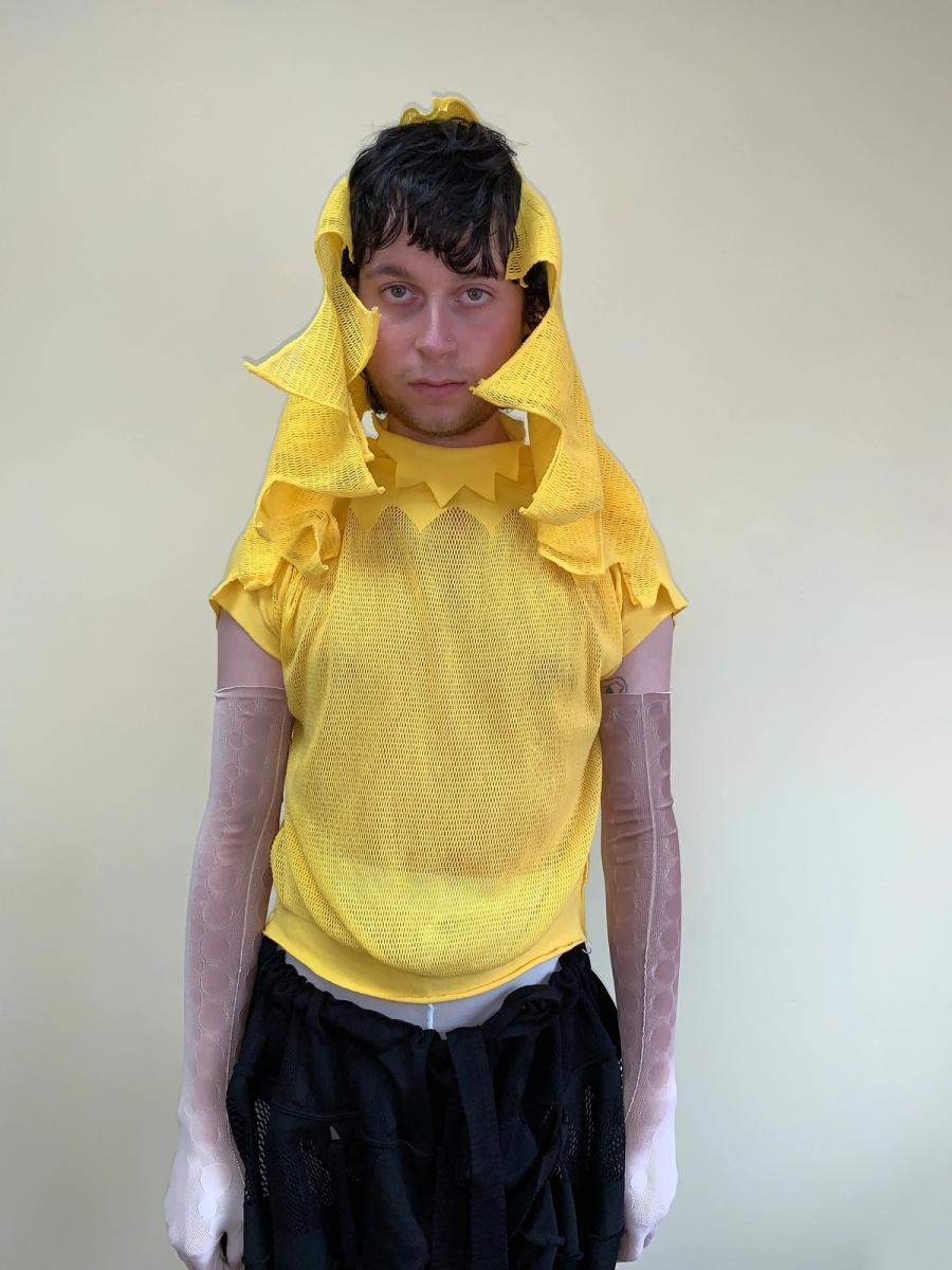 Issey Miyake APOC Yellow Pleated Top With Hood product image