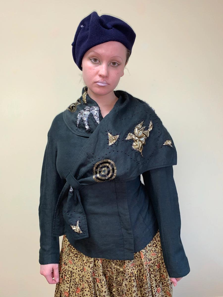 Kansai Yamamoto Asymmetrical Jacket with Bird Embellishment product image