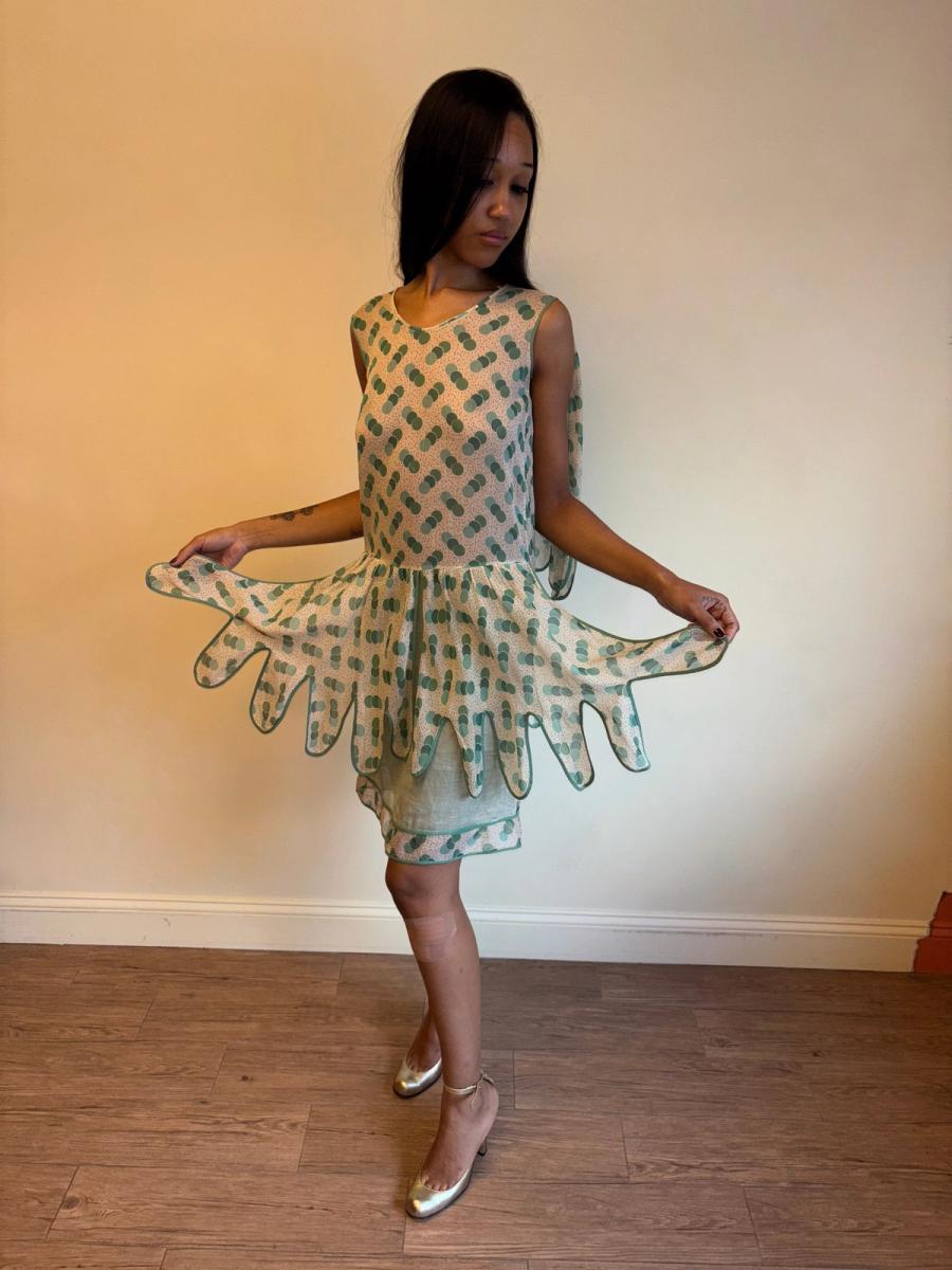 1920s Green Polka Dot Voile Day Dress product image