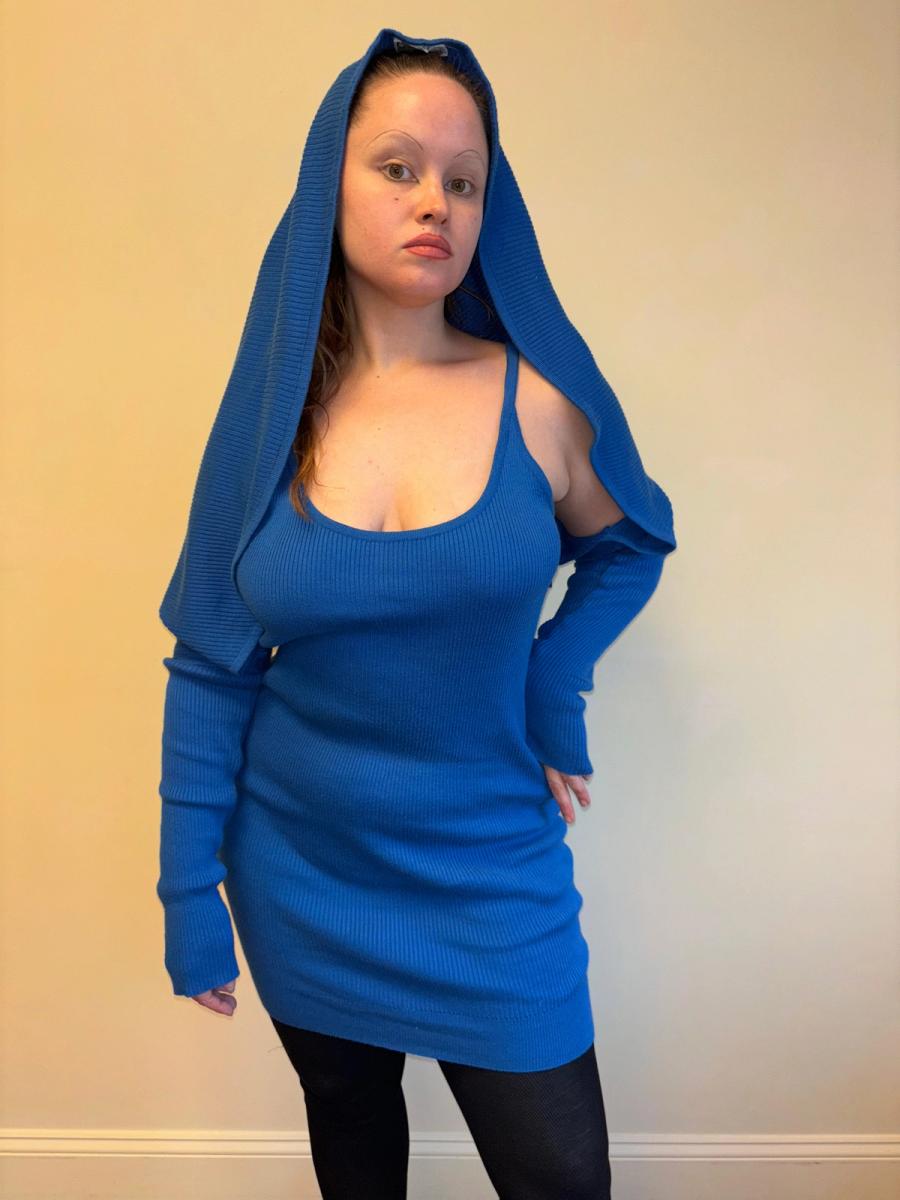 80s Angelo Tarlazzi Blue Dress with Shrug product image