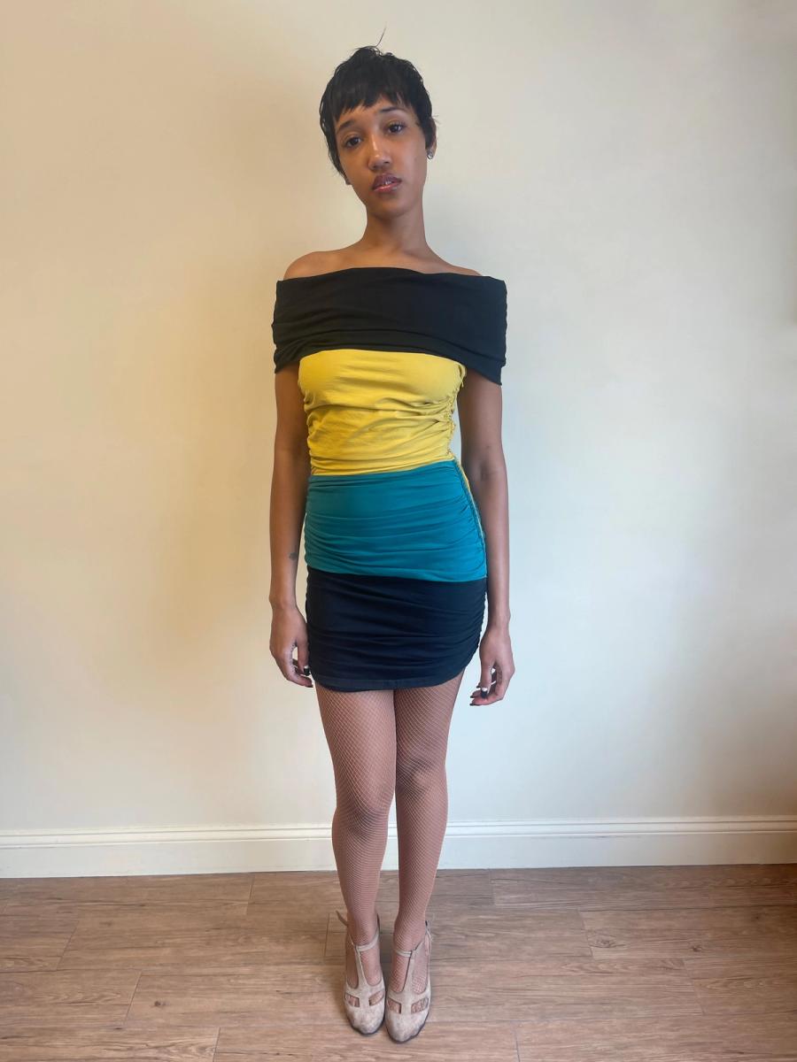 80s Victorio & Lucchino Tri-Color Dress product image