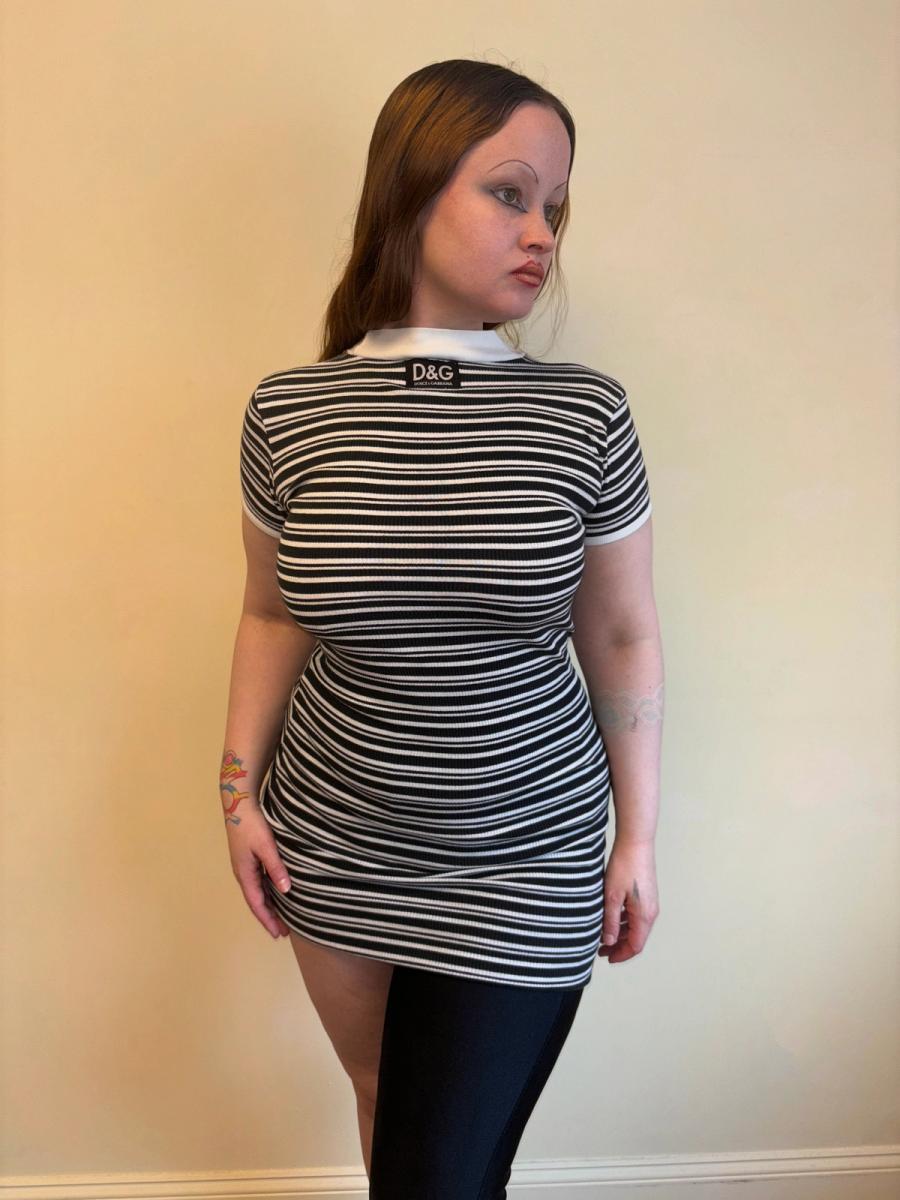 90s D&G Striped Ribbed Dress 