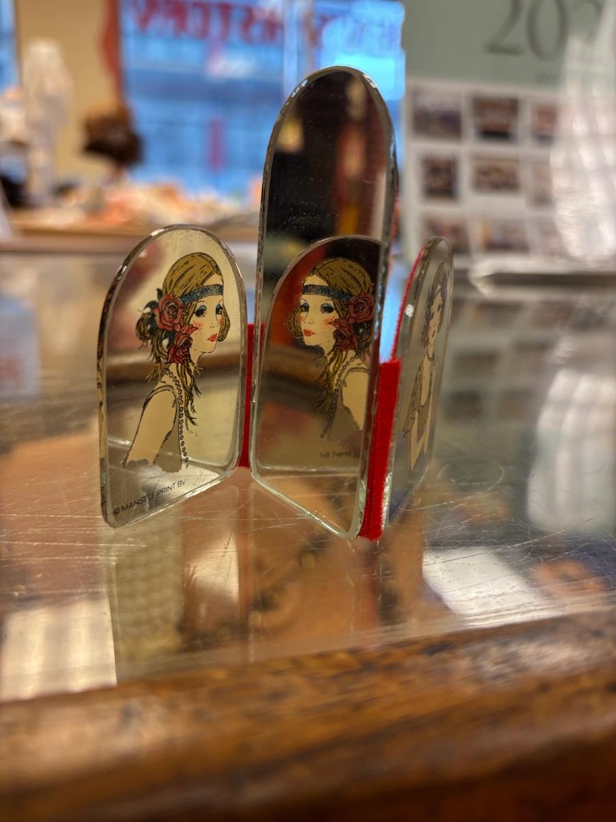 70s Art Nouveau Portrait Folding Mirror product image