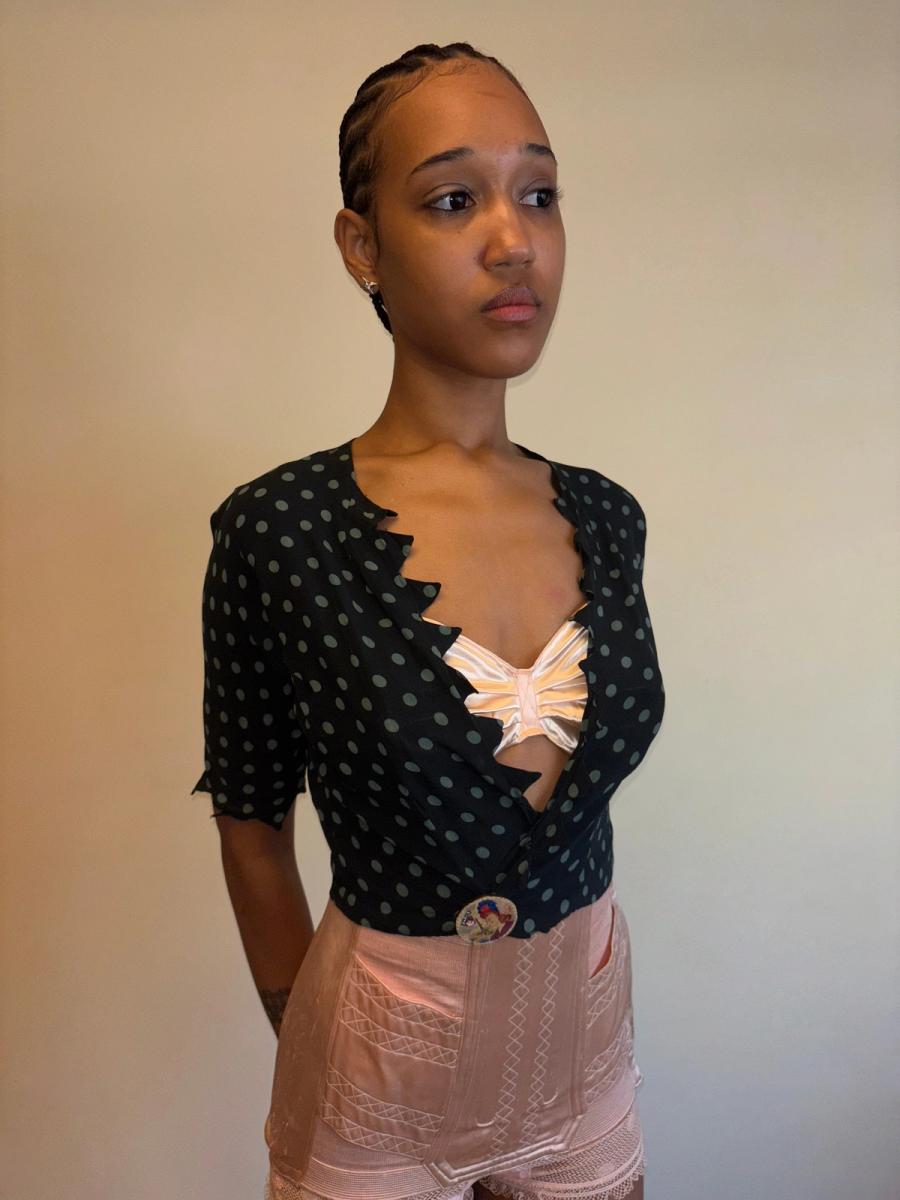 30s Polka Dot Top with Jagged Hem product image