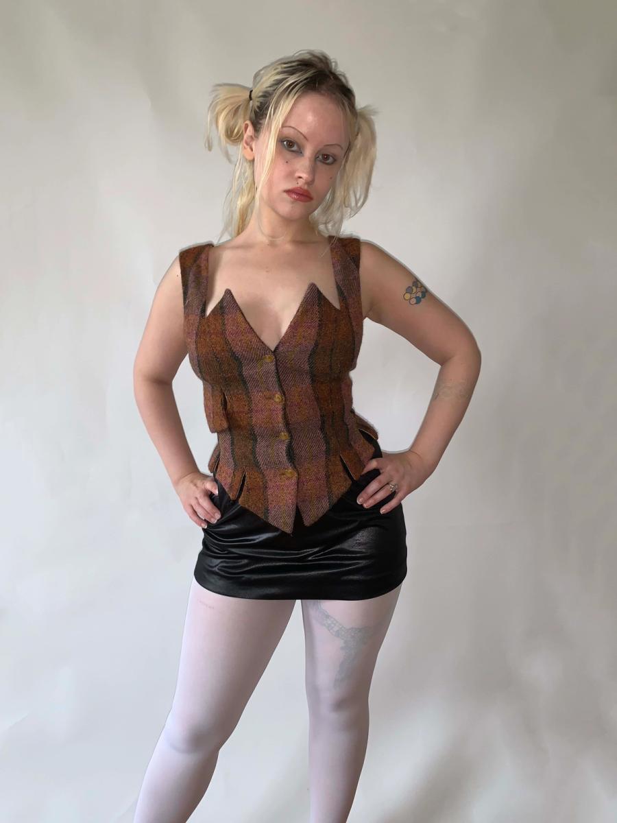 Vivienne Westwood Tartan Vest with Jagged Neckline 