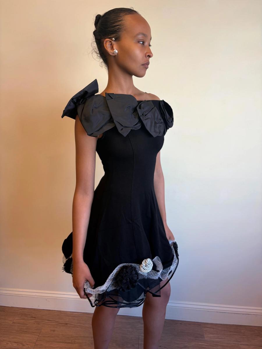 80s Atsuki Onishi Knit Dress with Crinoline and Brooches product image