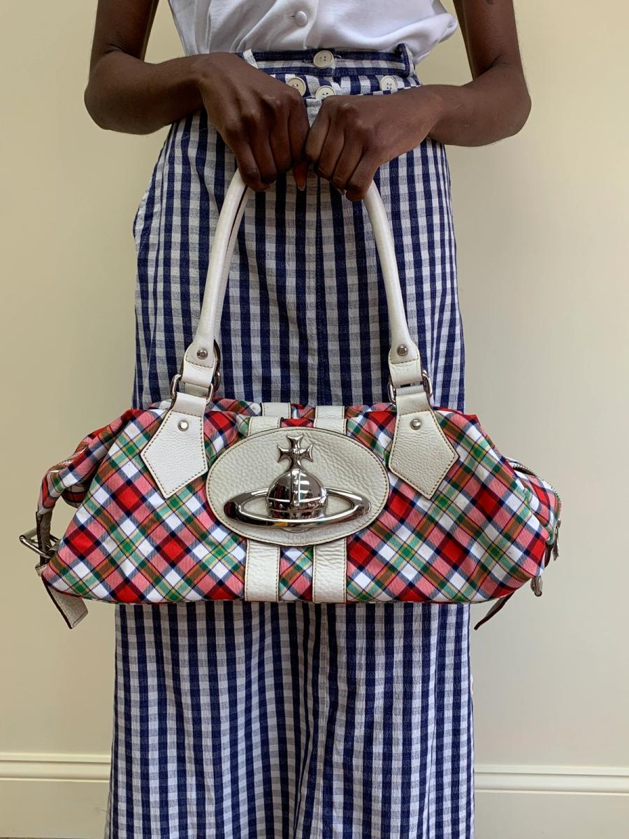 90s Vivienne Westwood Tartan Bag with Large Orb product image