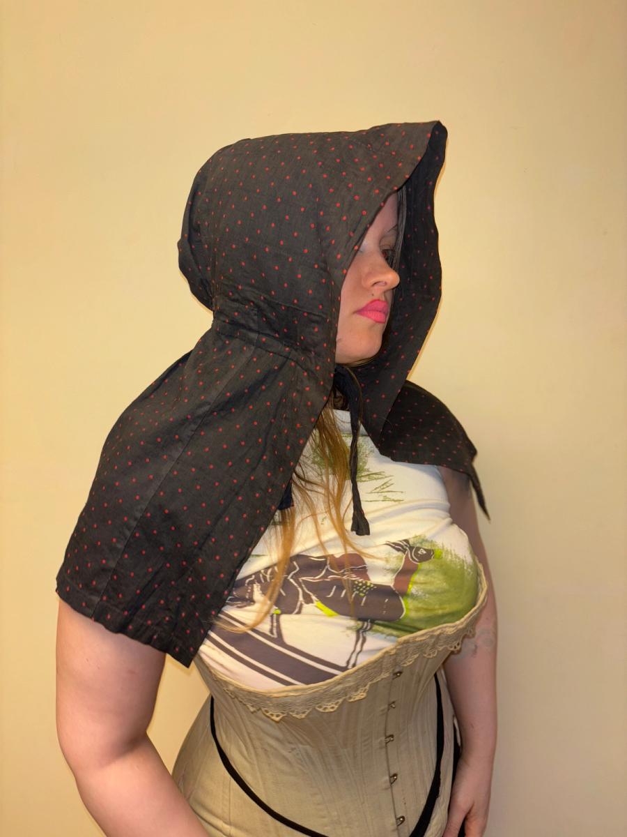 Antique Sunbonnet with Black & Red Dots product image
