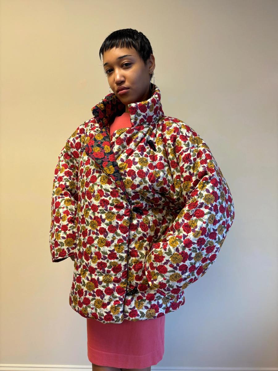 80s Norma Kamali Reversible Floral Coat product image