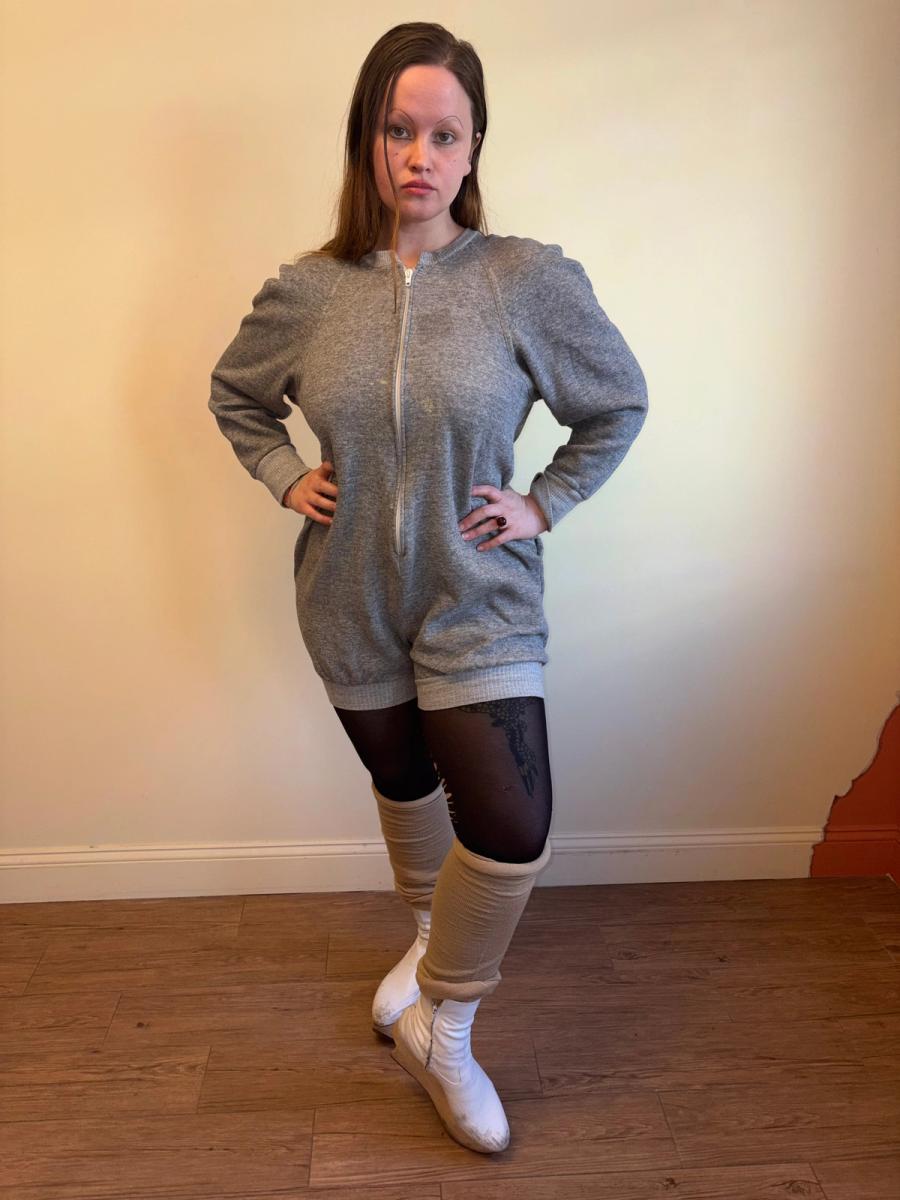 1980  Norma Kamali Gray Zip Up Jumpsuit product image