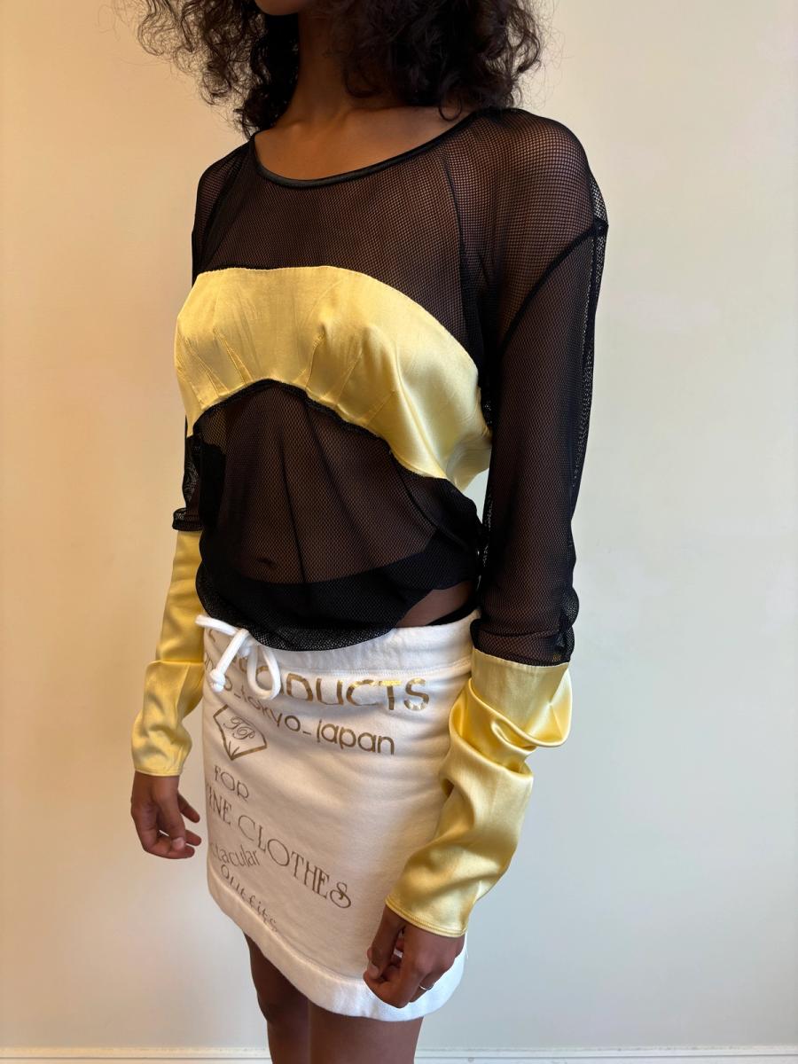 Vintage Chantal Thomass Yellow Silk and Mesh Top product image