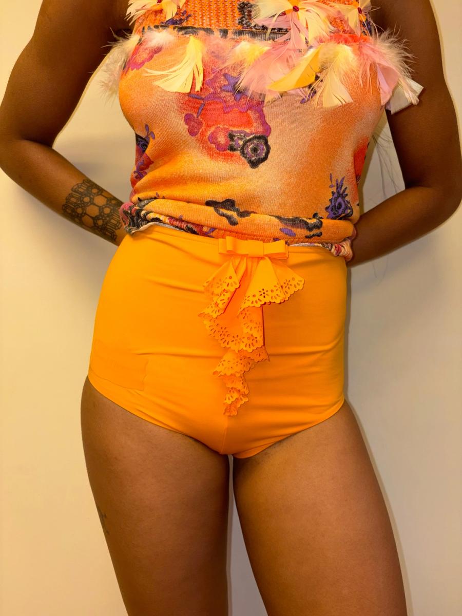 Chantal Thomass Yellow Ruffle Bow Swim Bottoms product image