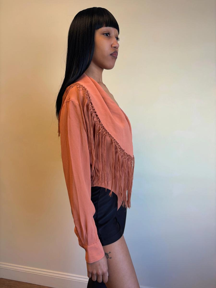 90s Jean-Paul Gaultier Burnt Orange Fringe Bodysuit product image