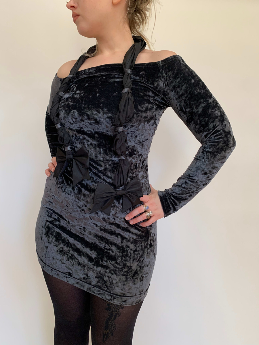 Chantal Thomass Crushed Velvet Bow Halter product image