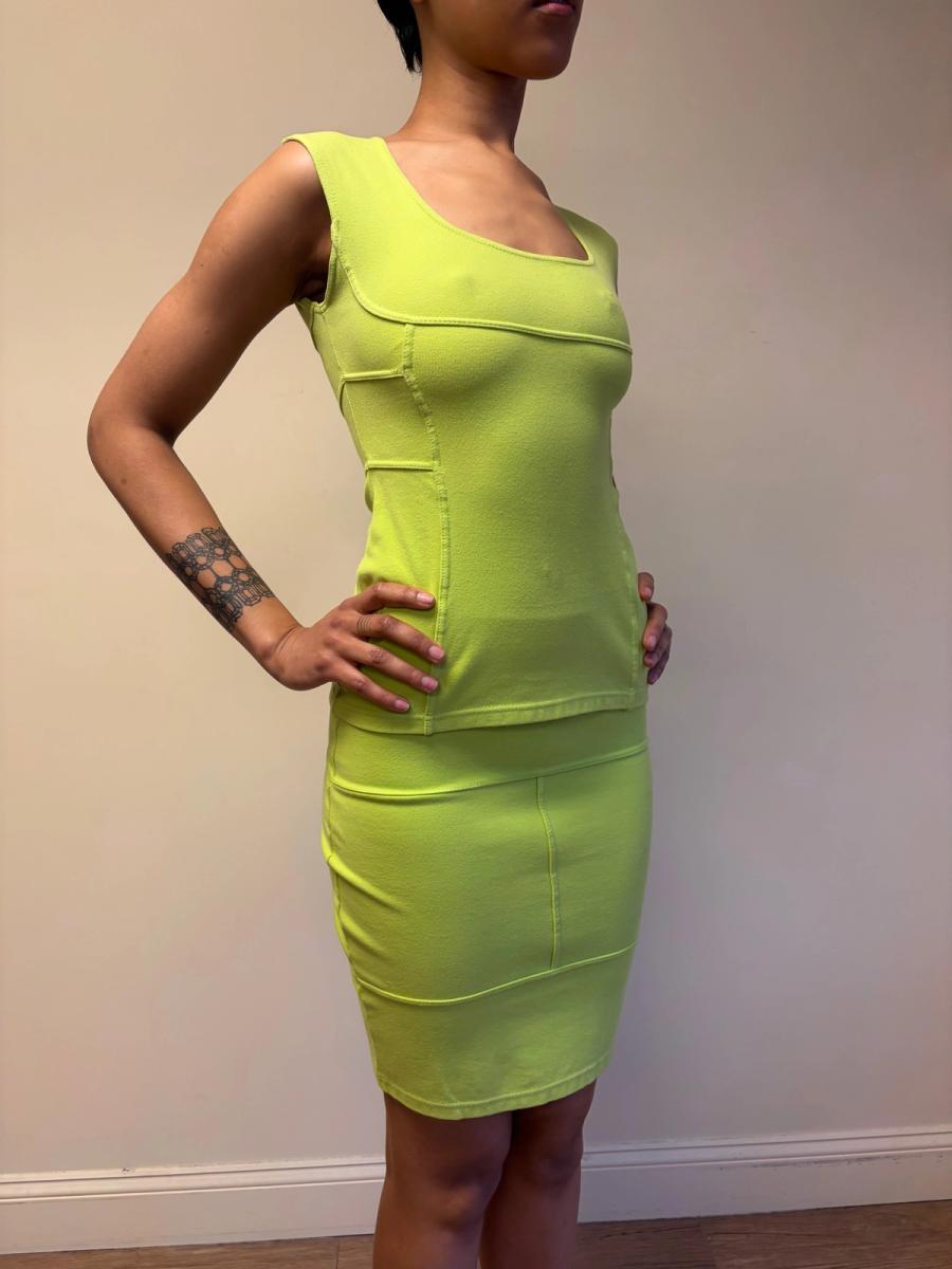 80s Claude Montana Lime Green Seamed Set product image