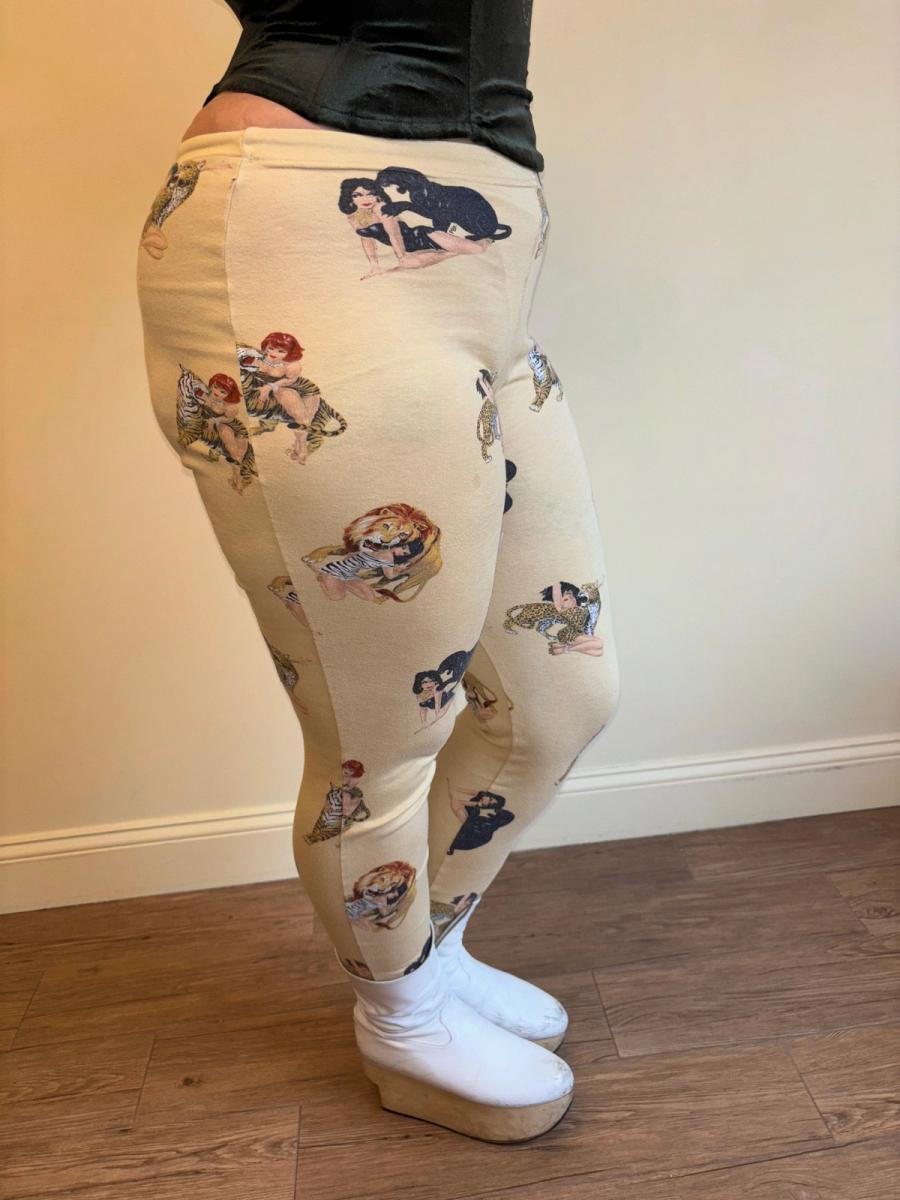 80s Krizia Big Cat and Pinup Girl Leggings product image