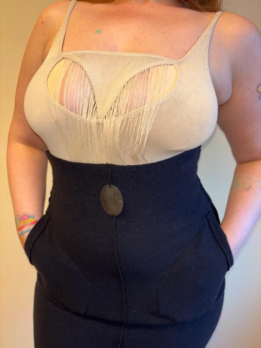 Krizia Knit Pencil Skirt with Pockets and Metal Accent product image