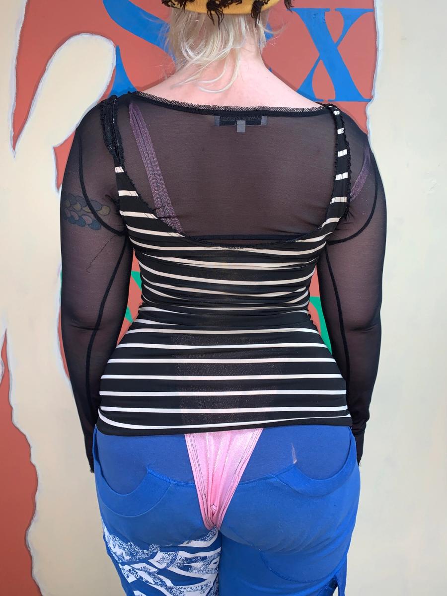 90s Chantal Thomass Striped Tank with Mesh Underlay product image