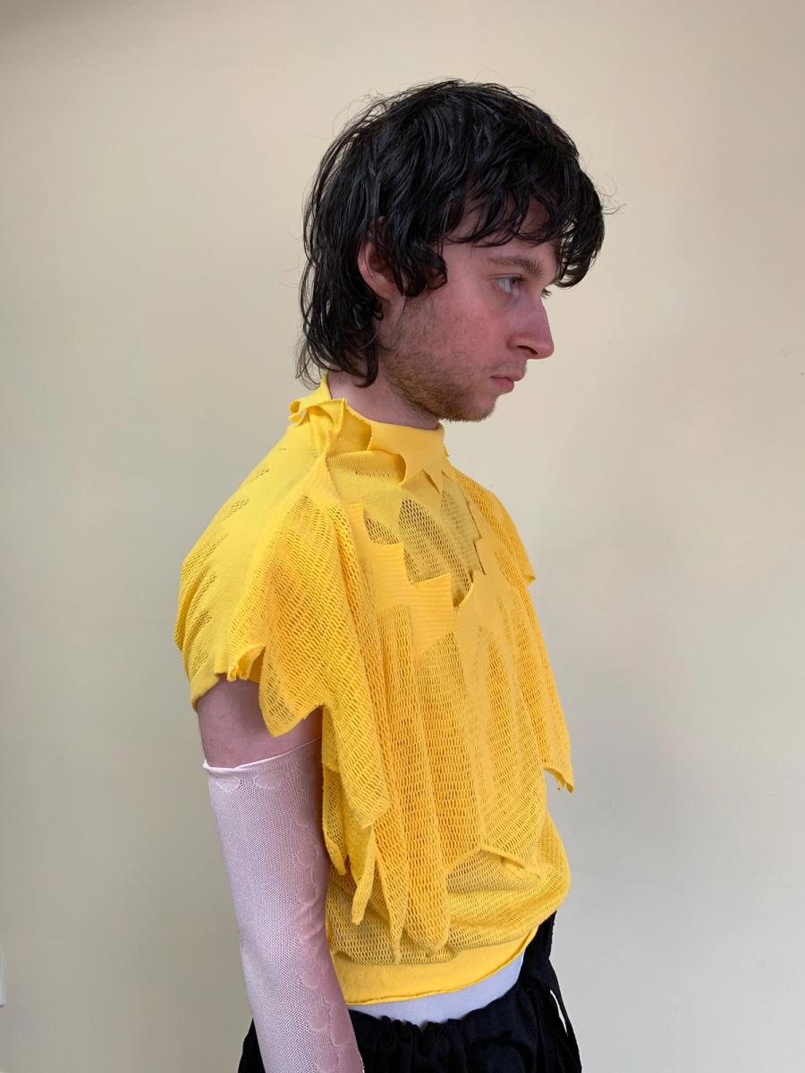 Issey Miyake APOC Yellow Pleated Top With Hood product image