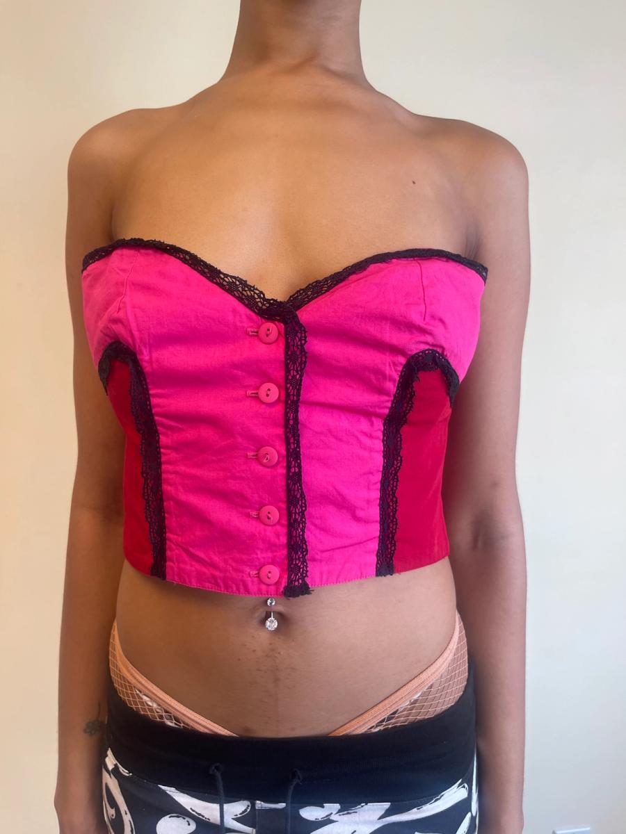 80s Chantal Thomass Hot Pink Bustier product image