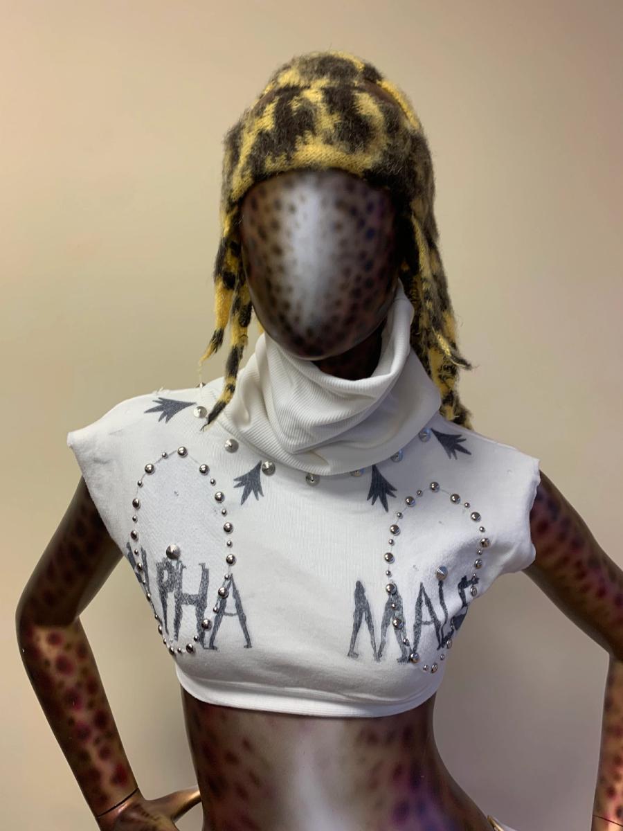 Alpha Male Studded Cowl Neck Sweatshirt Top product image