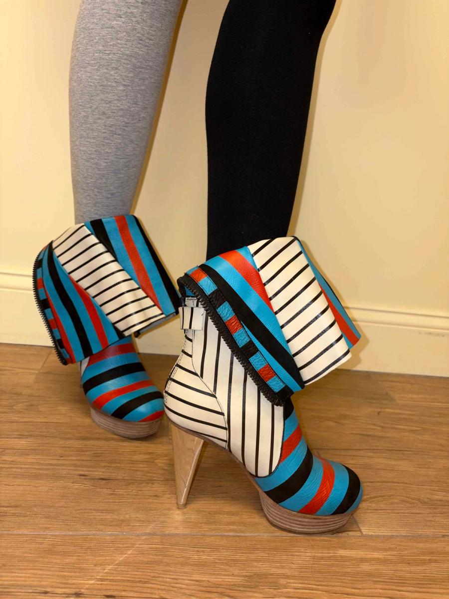 Bernhard Willhelm Striped Boots With Metallic Heel  product image