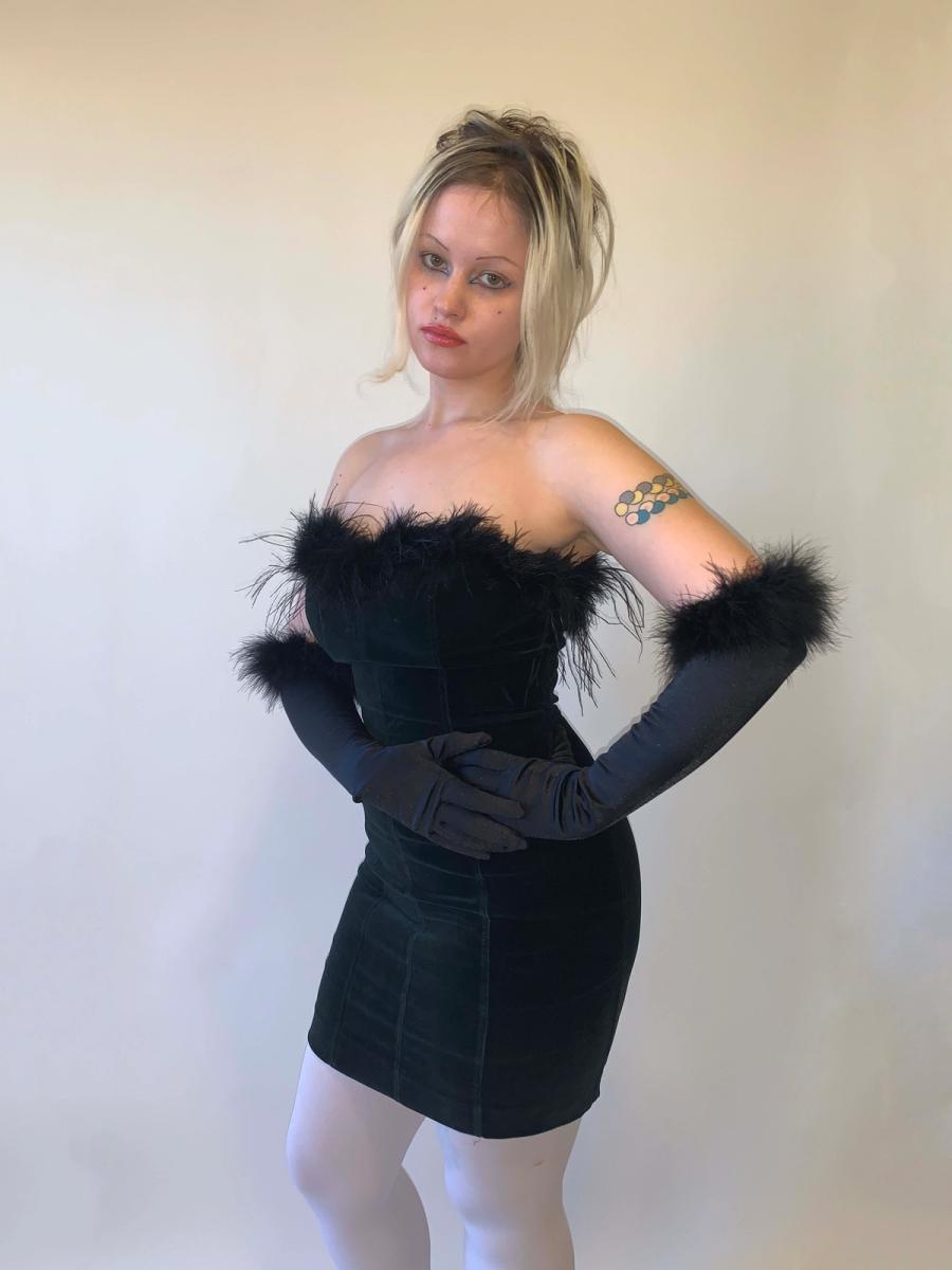 Chantal Thomass Velvet Cocktail Gown with Gloves Set product image