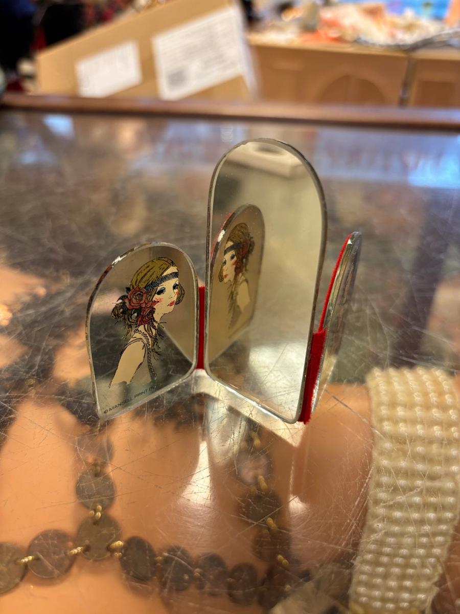 70s Art Nouveau Portrait Folding Mirror product image