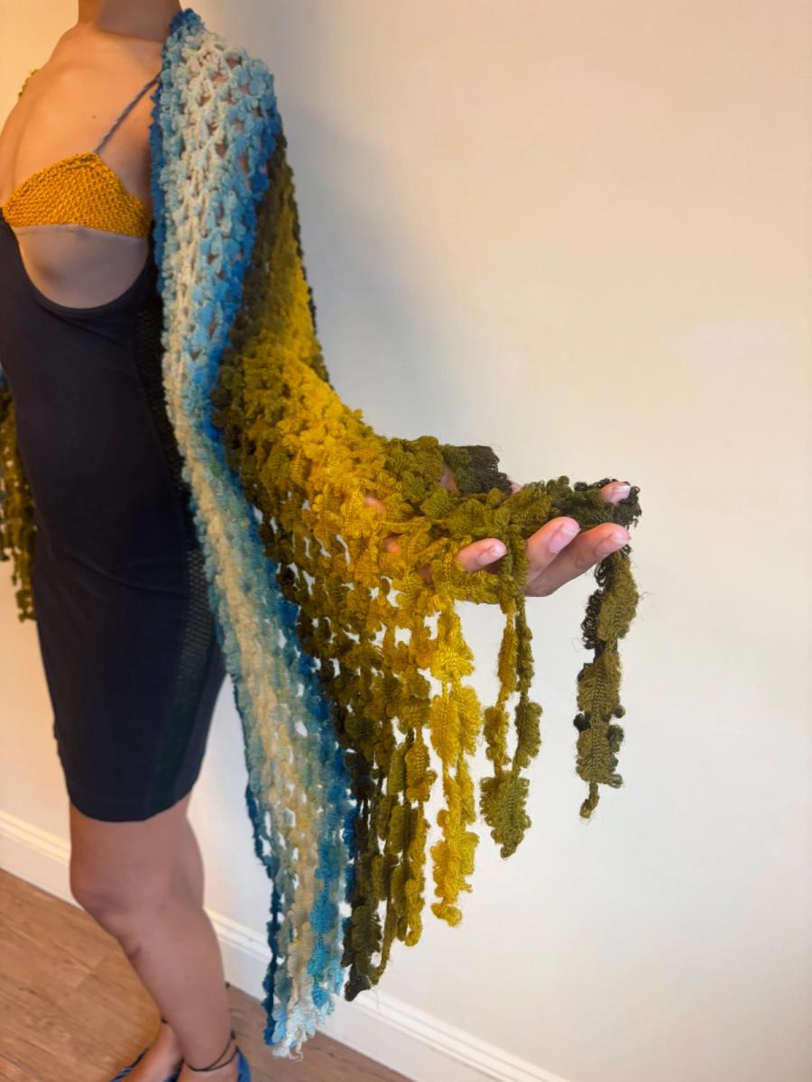 Victorian Blue Green Ombré Knit Scarf  product image