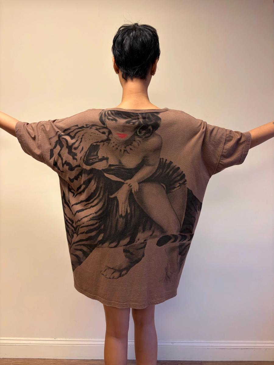 80s Krizia Big Cat and Pin-up Girl Tunic product image