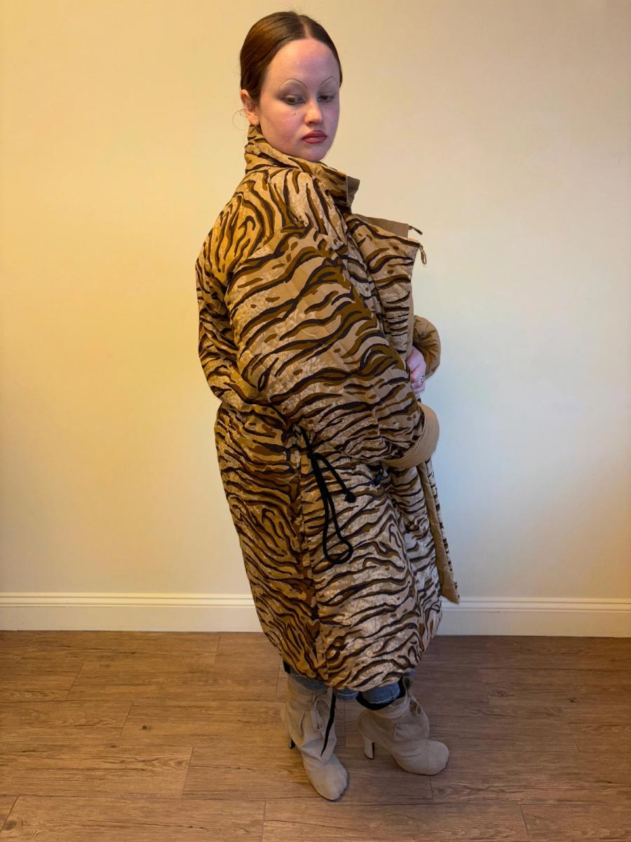 90s Norma Kamali Tiger Print Sleeping Bag Coat product image